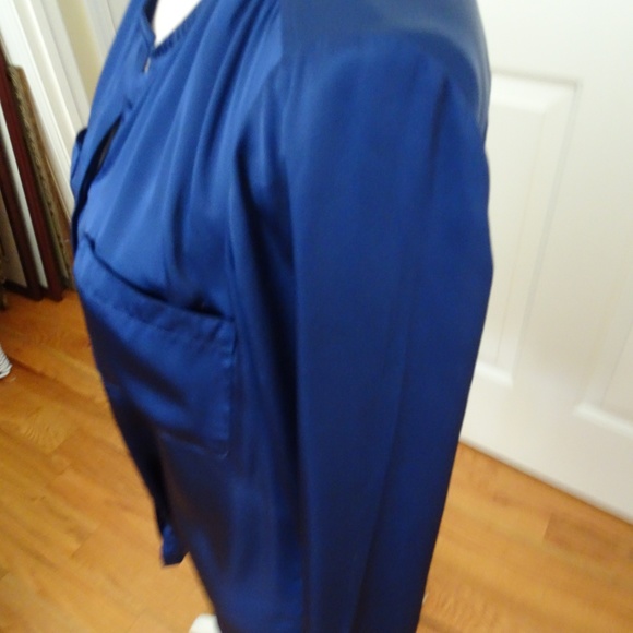 Royal Blue Front Button Long Sleeve Blouse Size M - Picture 4 of 8
